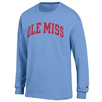 T-shirt à manches longues bleu clair Champion Ole Miss Rebels Basic Arch pour homme