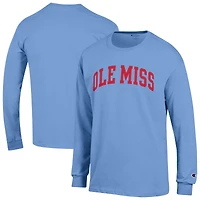 Men's Champion  Light Blue Ole Miss Rebels Basic Arch Long Sleeve T-Shirt