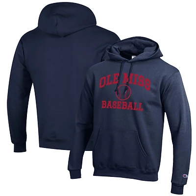 Sweat à capuche Champion Navy Ole Miss Rebels Baseball Icon pour homme