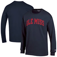 T-shirt à manches longues Champion Navy Ole Miss Rebels Basic Arch pour homme
