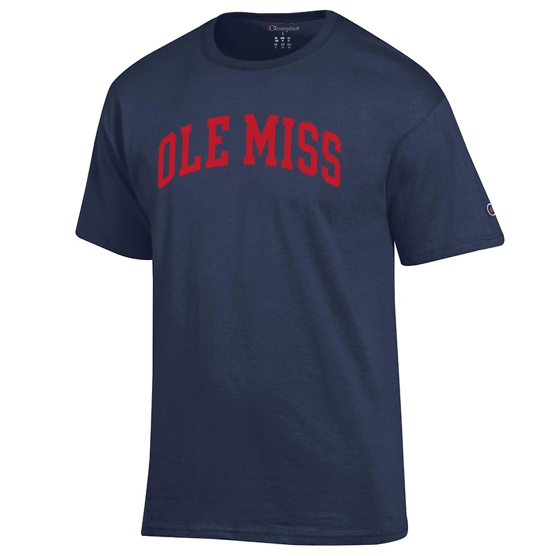 T-shirt bleu marine Champion pour homme, motif arches basiques des Ole Miss Rebels