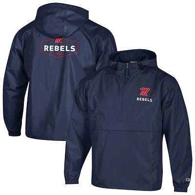 Men's Champion Navy Ole Miss Rebels Delay Packable Half-Zip Jacket