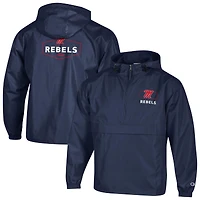 Men's Champion Navy Ole Miss Rebels Delay Packable Half-Zip Jacket