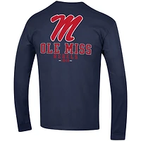 Men's Champion Navy Ole Miss Rebels Team Stack Long Sleeve T-Shirt