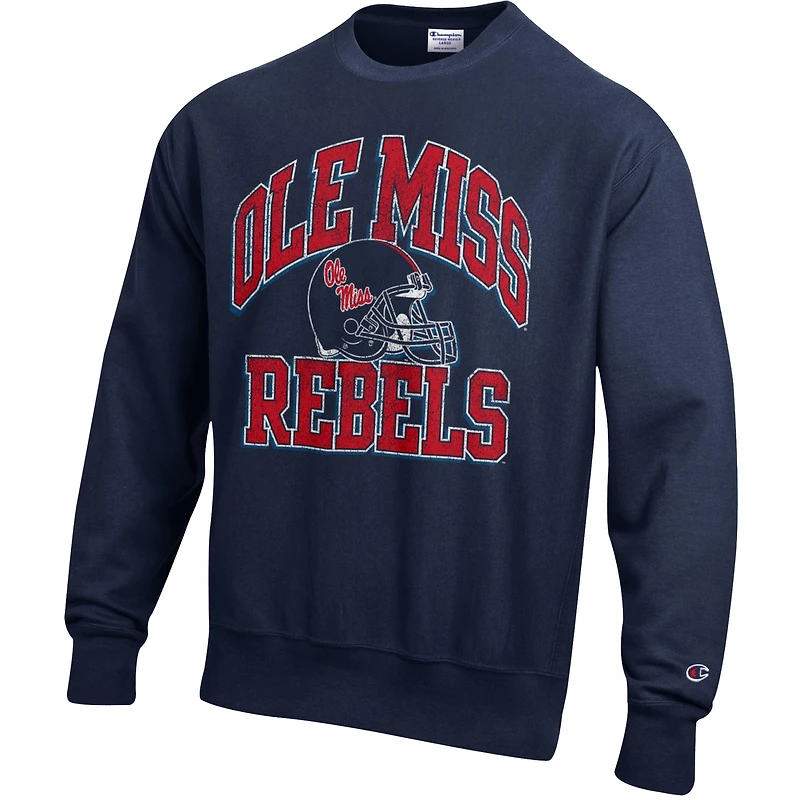 Sweat-shirt à enfiler Champion Navy Ole Miss Rebels Vault Late Night Reverse Weave pour homme