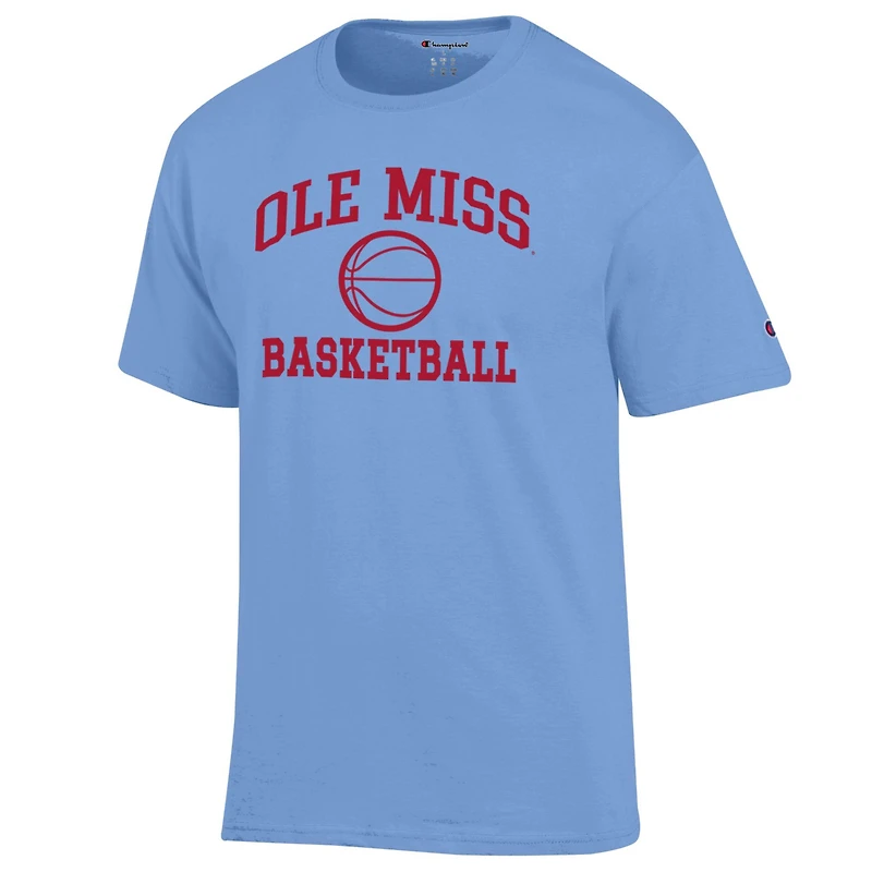 T-shirt Champion bleu poudre pour homme, icône de basket-ball des Ole Miss Rebels