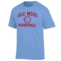 T-shirt Champion bleu poudre pour homme, icône de basket-ball des Ole Miss Rebels