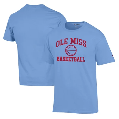 T-shirt Champion bleu poudre pour homme, icône de basket-ball des Ole Miss Rebels