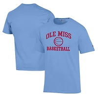T-shirt Champion bleu poudre pour homme, icône de basket-ball des Ole Miss Rebels