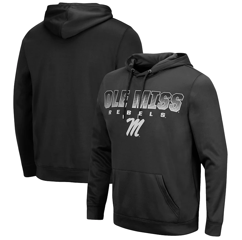 Men's Colosseum Black Ole Miss Rebels Blackout 3.0 Pullover Hoodie
