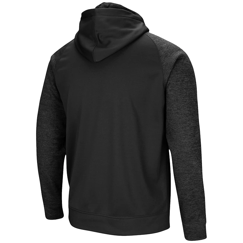 Men's Colosseum Black Ole Miss Rebels Blackout 3.0 Tonal Raglan Full-Zip Hoodie