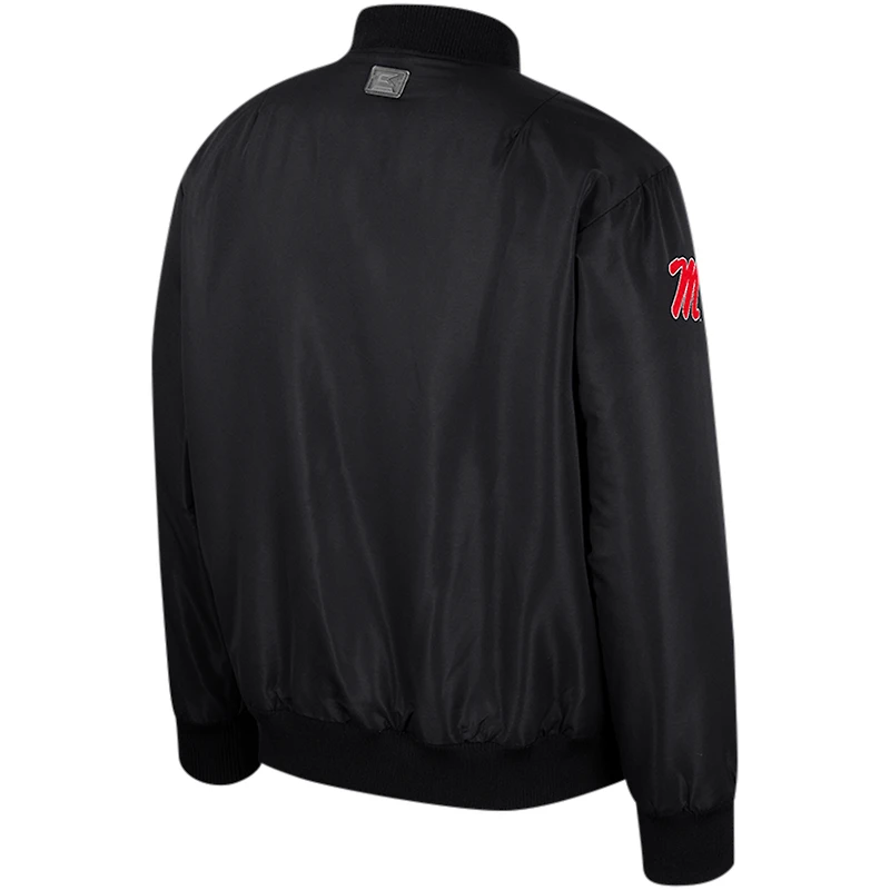 Blouson aviateur entièrement zippé Colosseum noir Ole Miss Rebels pour hommes