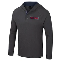 Men's Colosseum  Charcoal Ole Miss Rebels Dujour Ralgan Long Sleeve Henley Hoodie T-Shirt