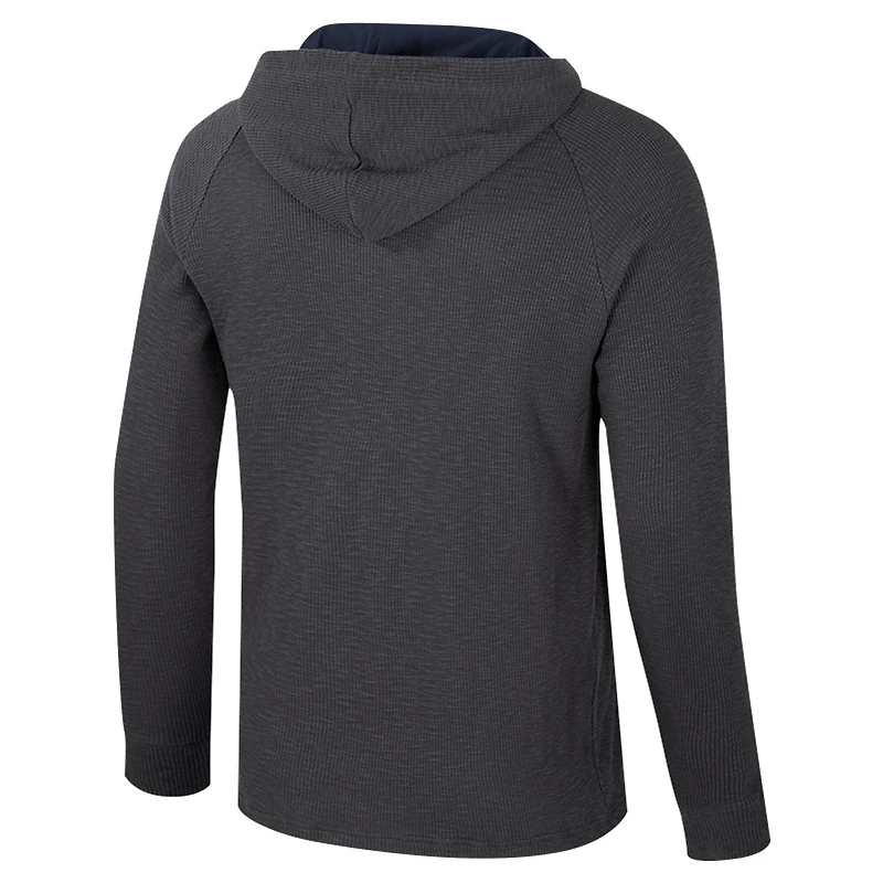 T-shirt à capuche manches longues Henley pour homme Colosseum Charcoal Ole Miss Rebels Dujour Ralgan