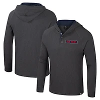 Men's Colosseum  Charcoal Ole Miss Rebels Dujour Ralgan Long Sleeve Henley Hoodie T-Shirt