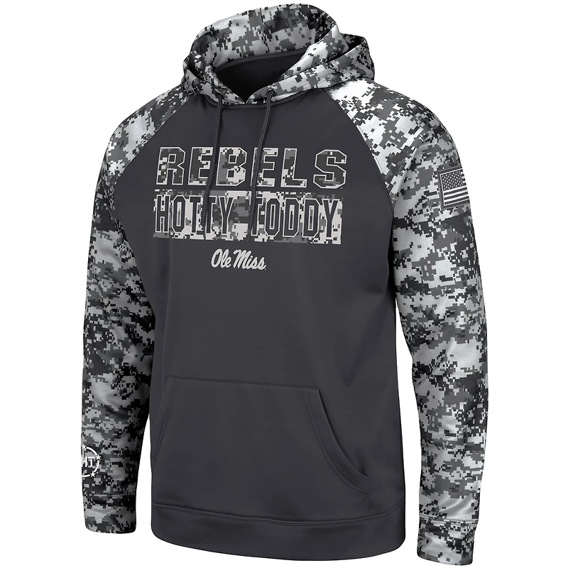 Colosseum Charcoal Ole Miss Rebels OHT Military Appreciation Digital Camo Sweat à capuche pour homme