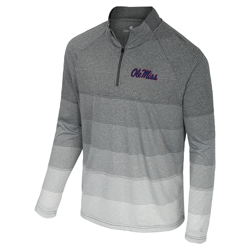 Men's Colosseum  Gray Ole Miss Rebels AI Striped Mesh Quarter-Zip Raglan Windshirt