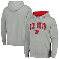 Men's Colosseum Heather Gray Ole Miss Rebels Arch & Logo 3.0 Pullover Hoodie