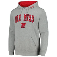 Men's Colosseum Heather Gray Ole Miss Rebels Arch & Logo 3.0 Pullover Hoodie