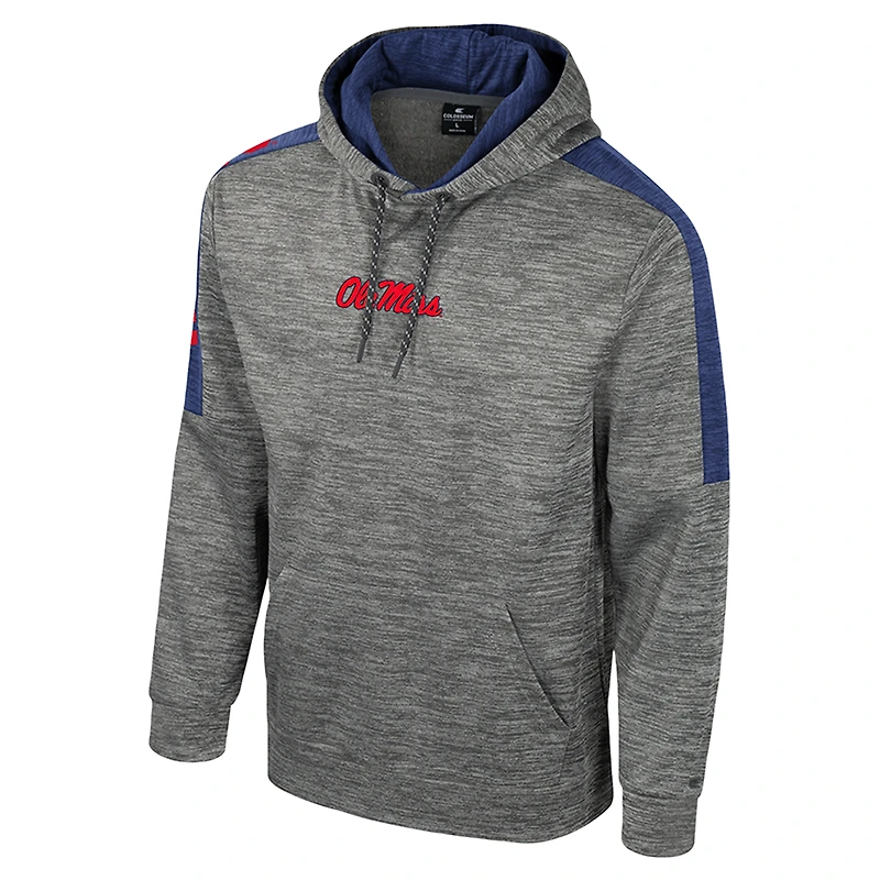 Men's Colosseum Heather Gray Ole Miss Rebels Dozer Pullover Hoodie