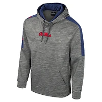 Men's Colosseum Heather Gray Ole Miss Rebels Dozer Pullover Hoodie