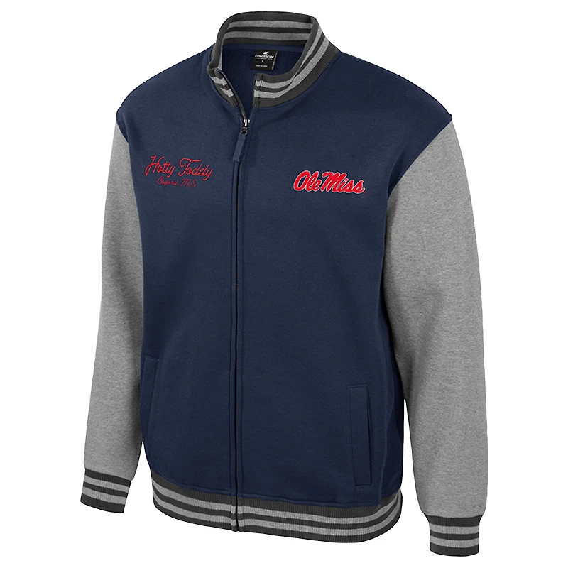 Men's Colosseum Navy Ole Miss Rebels Ambi-Turner Full-Zip Varsity Jacket