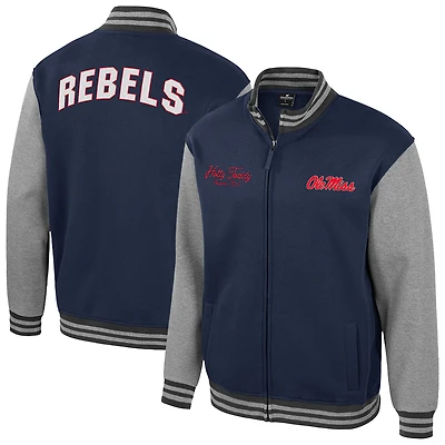 Men's Colosseum Navy Ole Miss Rebels Ambi-Turner Full-Zip Varsity Jacket