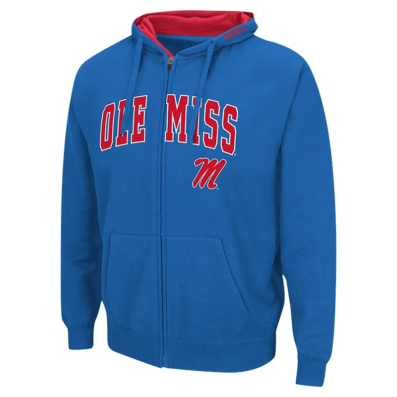 Sweat à capuche entièrement zippé Ole Miss Rebels Arch & Logo 3.0 pour homme Colosseum Navy