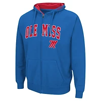 Sweat à capuche entièrement zippé Ole Miss Rebels Arch & Logo 3.0 pour homme Colosseum Navy