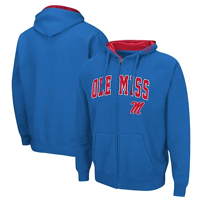 Sweat à capuche entièrement zippé Ole Miss Rebels Arch & Logo 3.0 pour homme Colosseum Navy