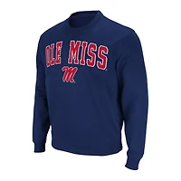 Men's Colosseum Navy Ole Miss Rebels Arch & Logo Pullover Sweatshirt