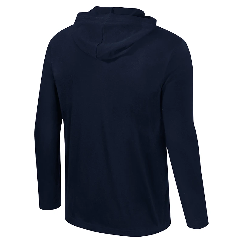 Men's Colosseum Navy Ole Miss Rebels Color Pop Active Blend 2-Hit Long Sleeve Hooded T-Shirt