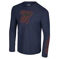 T-shirt à manches longues Colosseum Navy Ole Miss Rebels Color Pop Active Blend 2-Hit pour hommes