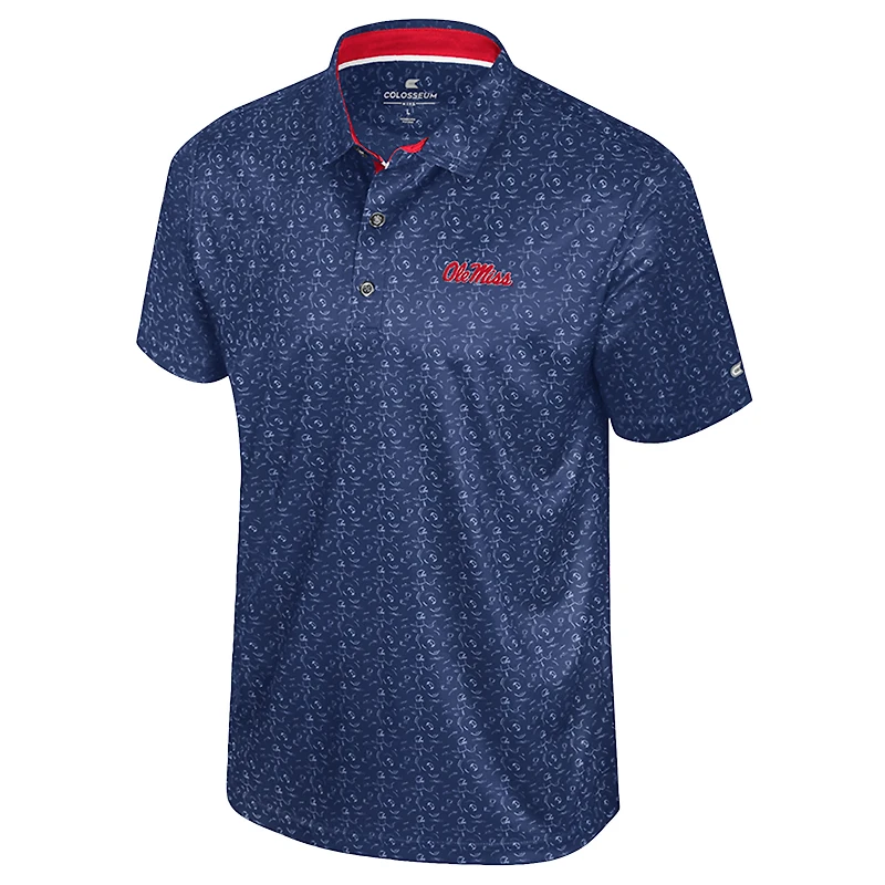 Men's Colosseum  Navy Ole Miss Rebels Football Print Polo