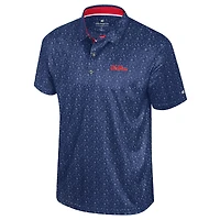 Men's Colosseum  Navy Ole Miss Rebels Football Print Polo