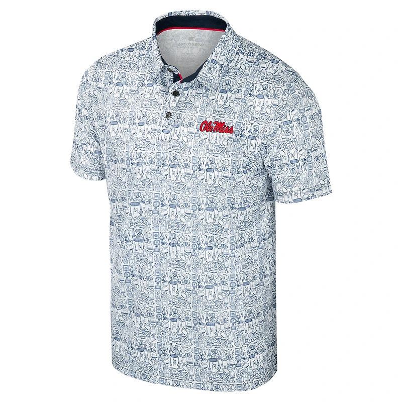 Men's Colosseum Navy Ole Miss Rebels It's Time! Allover Print Polo