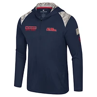 Veste à capuche glissière quart de tour Ole Miss Rebels OHT Military Appreciation pour homme Colosseum Navy