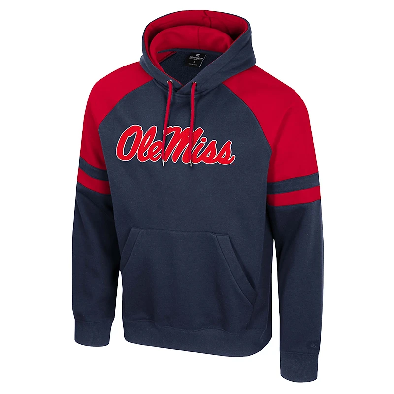 Men's Colosseum  Navy Ole Miss Rebels Todd Raglan Pullover Hoodie