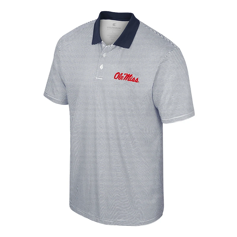 Men's Colosseum Navy Ole Miss Rebels Tuck Striped Polo Shirt