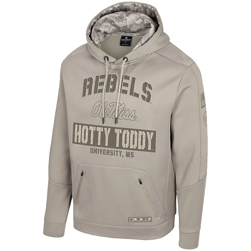 Men's Colosseum Oatmeal Ole Miss Rebels Big & Tall Operation Hat Trick Battalion Hoodie Sweatshirt