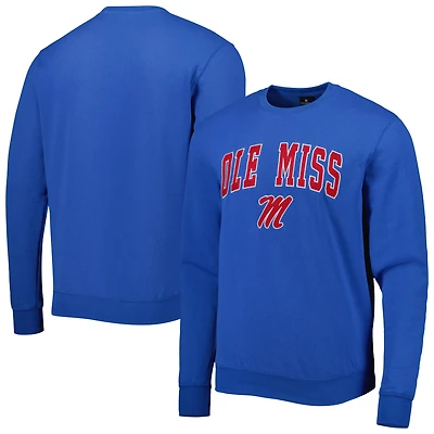 Sweat-shirt à enfiler Colosseum bleu poudré pour homme, modèle Ole Miss Rebels, avec logo et arche.