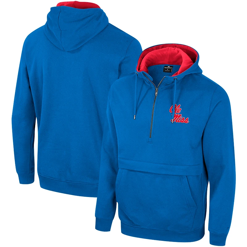Sweat à capuche demi-zip Colosseum Powder Blue Ole Miss Rebels pour hommes