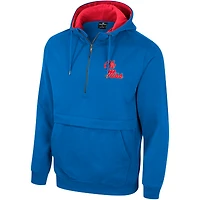 Sweat à capuche demi-zip Colosseum Powder Blue Ole Miss Rebels pour hommes