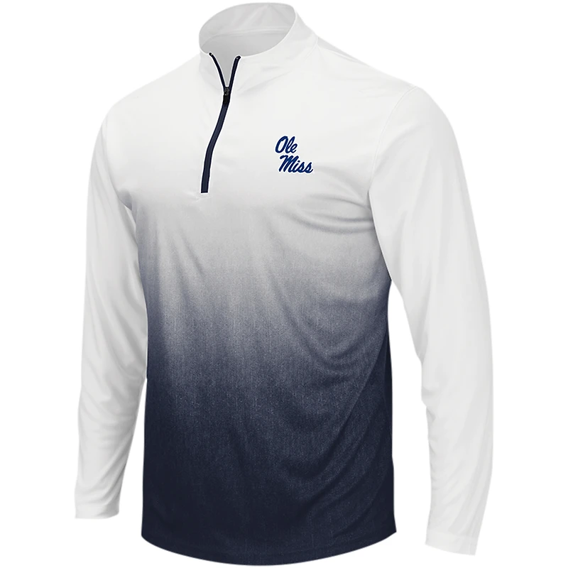 Haut à manches longues et quart de zip Colosseum Navy/Ole Miss Rebels Magic Ombre pour hommes