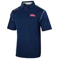 Polo Columbia bleu marine Ole Miss Rebels Omni-Wick Shotgun pour homme