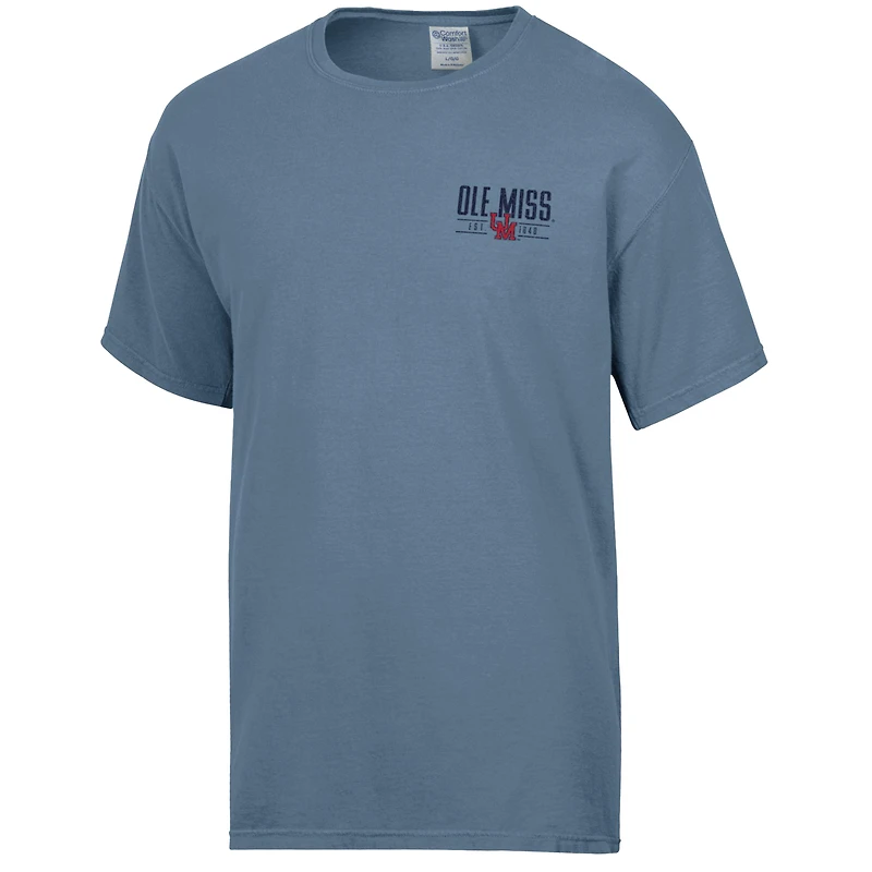 T-shirt bleu ComfortWash pour homme, grand nom des Ole Miss Rebels