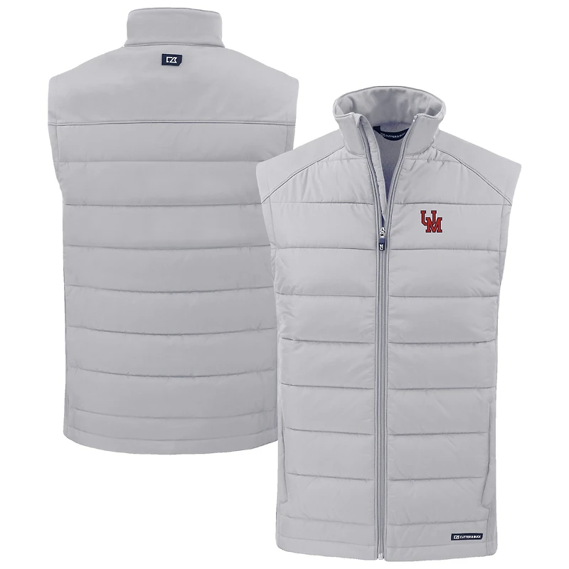 Gilet zippé intégral Cutter & Buck gris Ole Miss Rebels Evoke Hybrid Eco Softshell recyclé pour homme