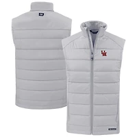 Gilet zippé intégral Cutter & Buck gris Ole Miss Rebels Evoke Hybrid Eco Softshell recyclé pour homme