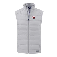 Gilet zippé intégral Cutter & Buck gris Ole Miss Rebels Evoke Hybrid Eco Softshell recyclé pour homme