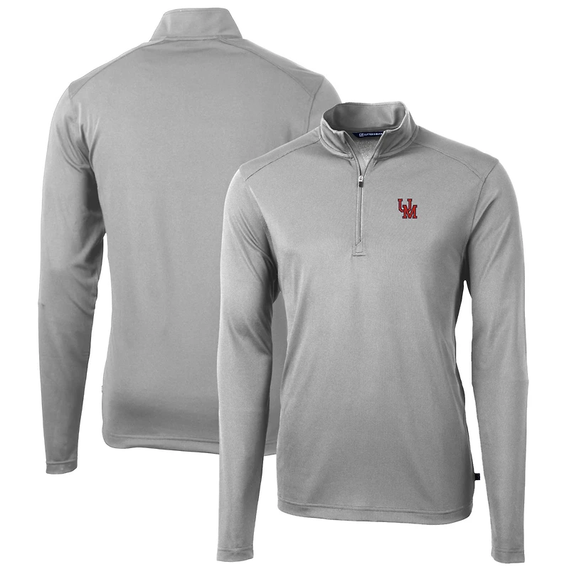 Pull zippé en Pique recyclé Ole Miss Rebels Virtue Eco pour homme, gris, Cutter & Buck